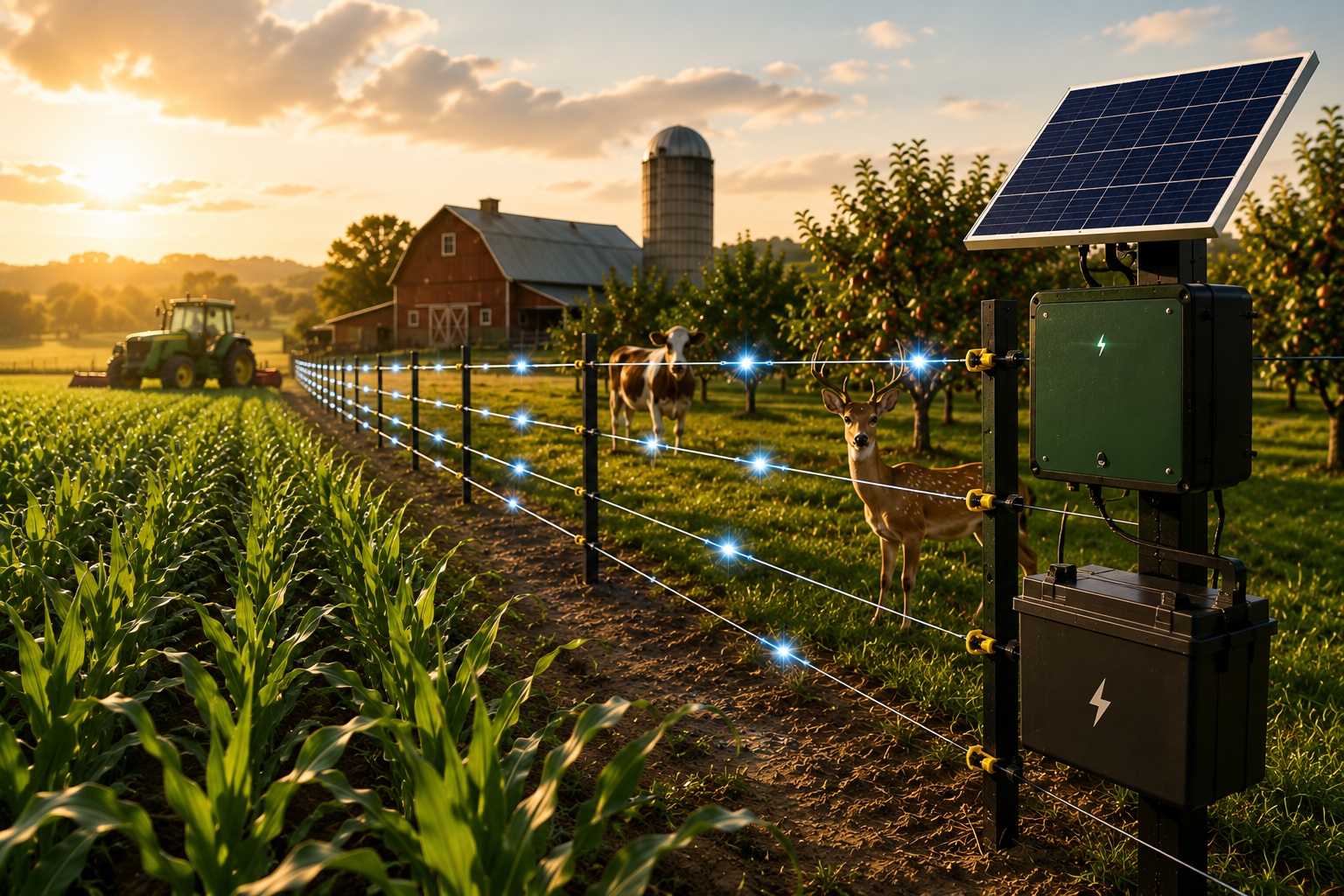 Solar fencing farm protection
